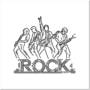 ROCK band black line art Posters and Art